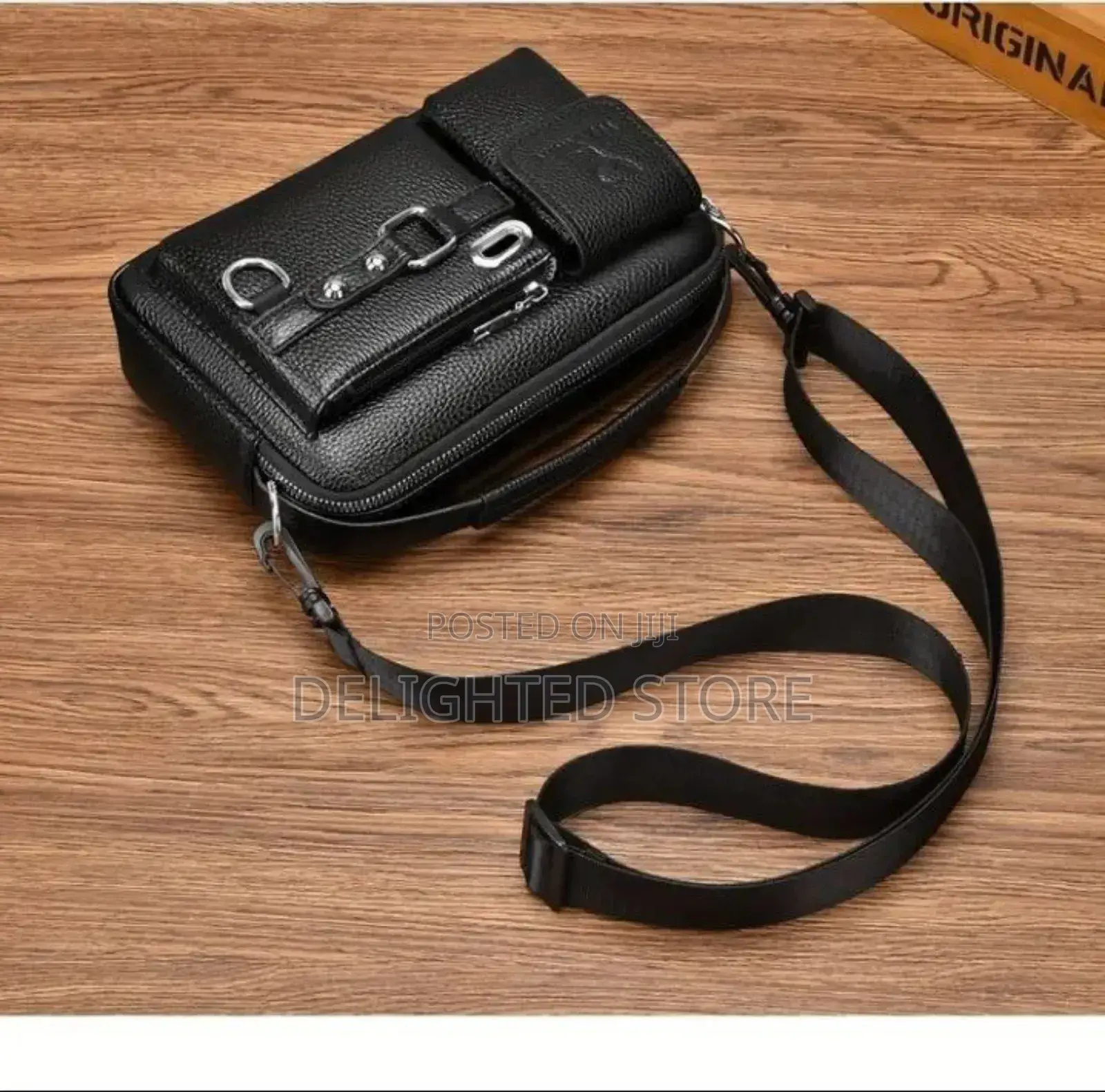 Weixier Multi- Compartment Forever More Genuine Leather Men Bag Black