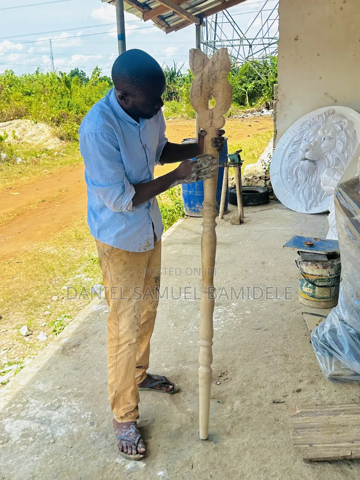 Wood Carving of a Cheif or King Staff (Commission)