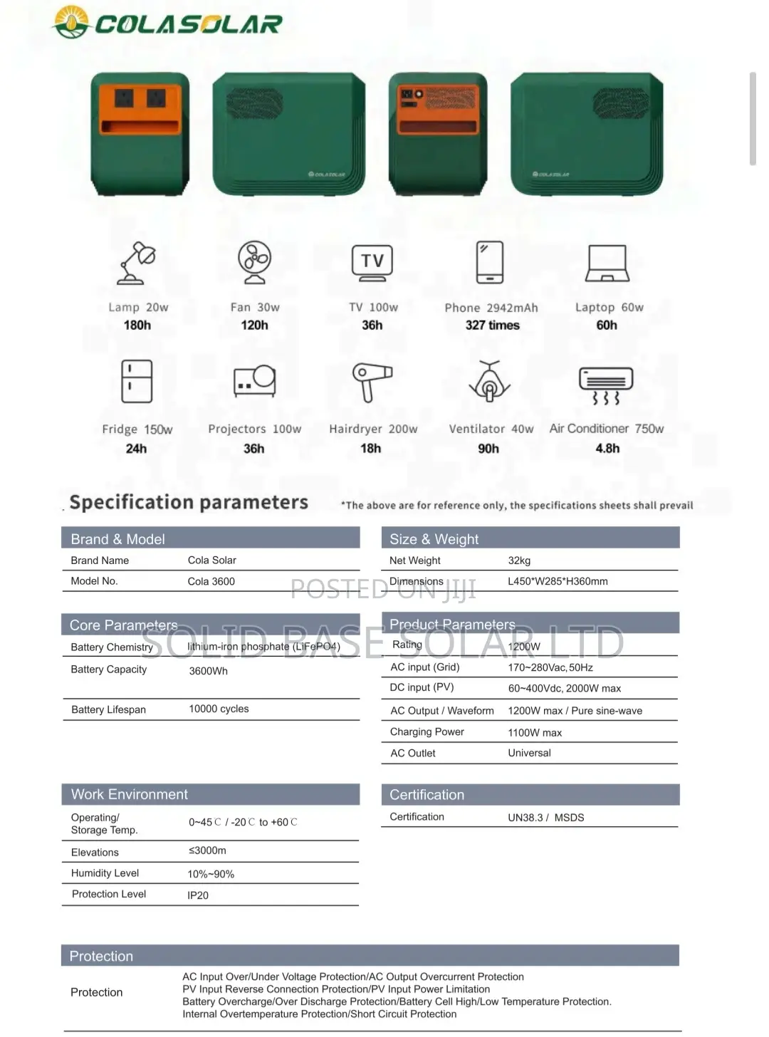 Colasolar 3600 - 1200w + 3600wh