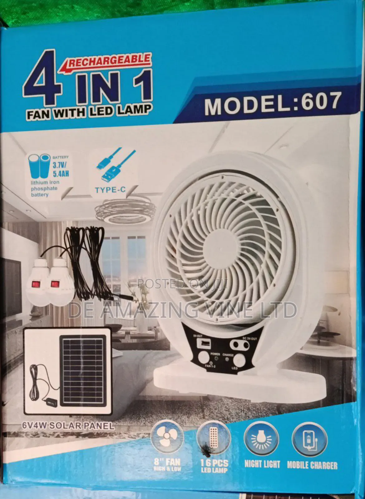 Rechargeable 4in1 Fan With Led Lamp