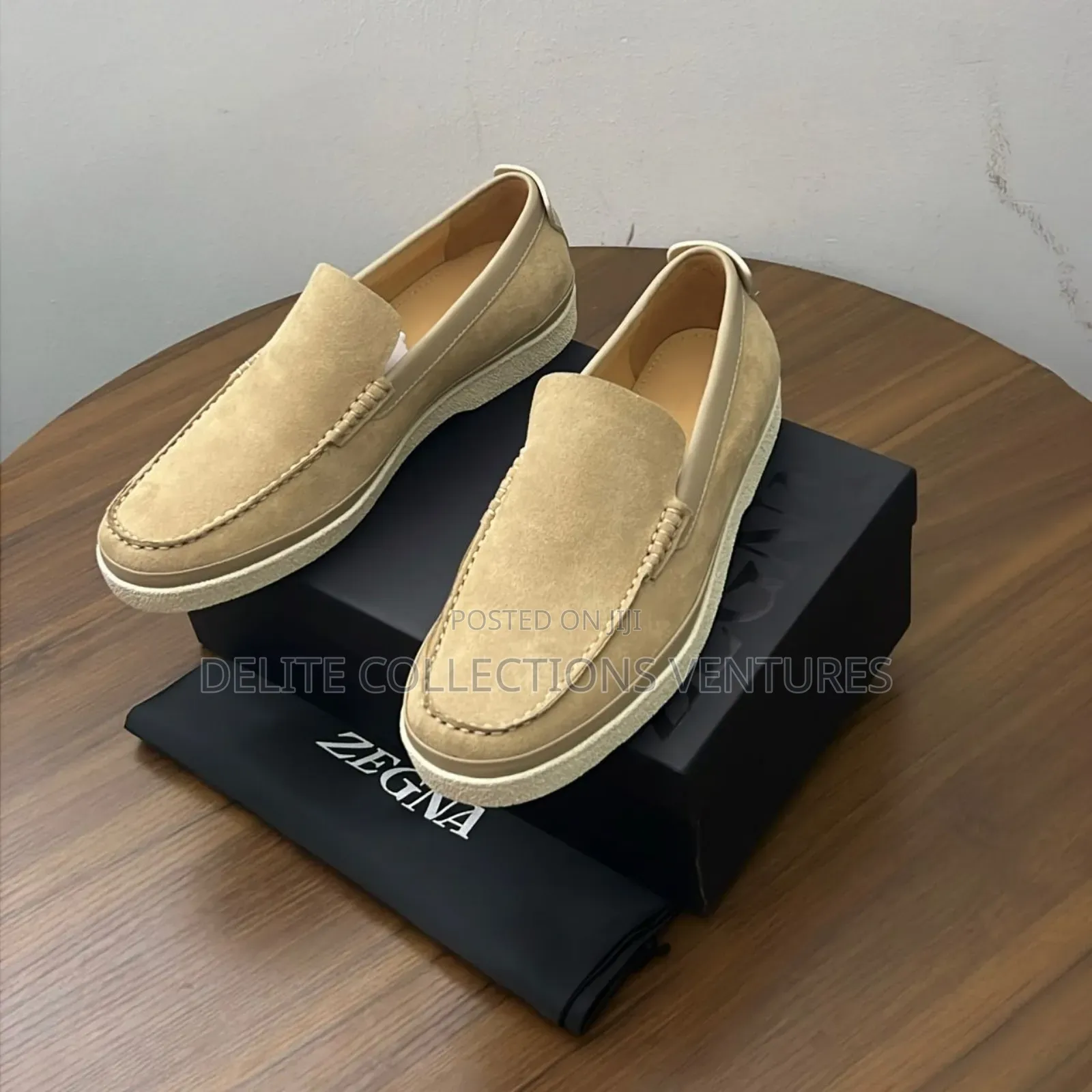 *Zegna Men’S Suede Apricot Loafers Available in Store*