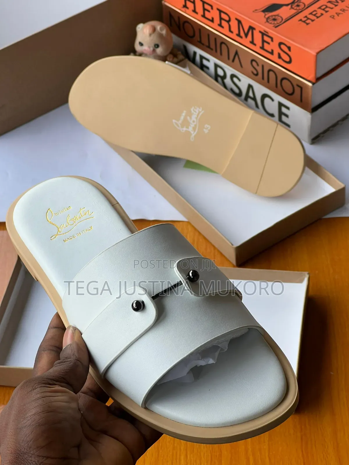 New Luxury Design Men's White Slippers