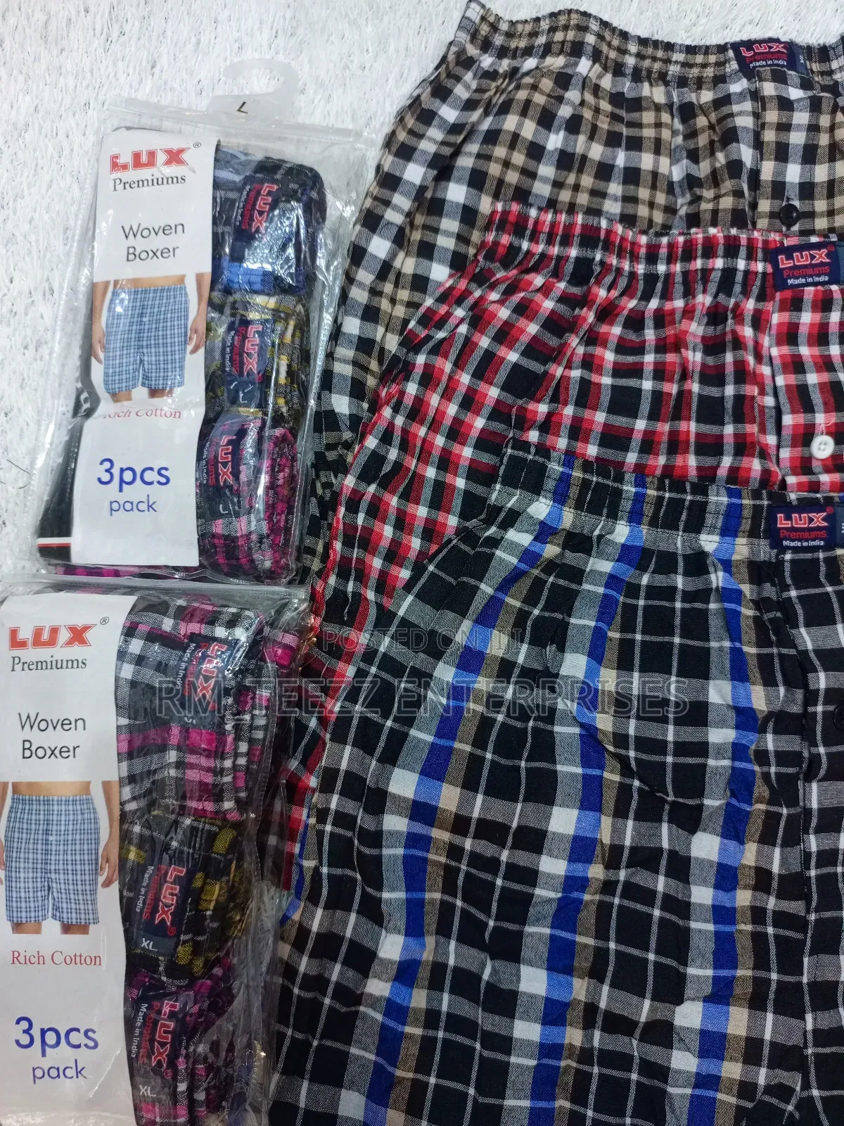 3in1 Men's Lux Premium Rich Cotton Woven Boxers