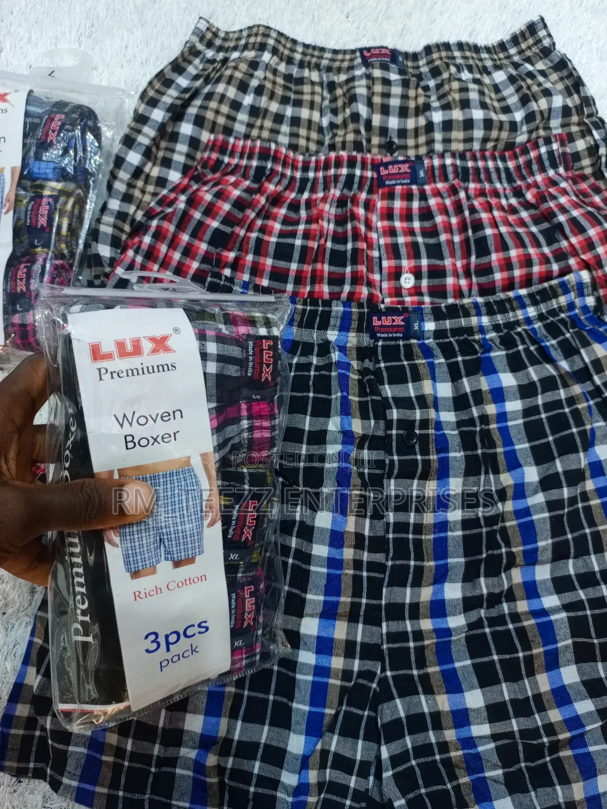 3in1 Men's Lux Premium Rich Cotton Woven Boxers