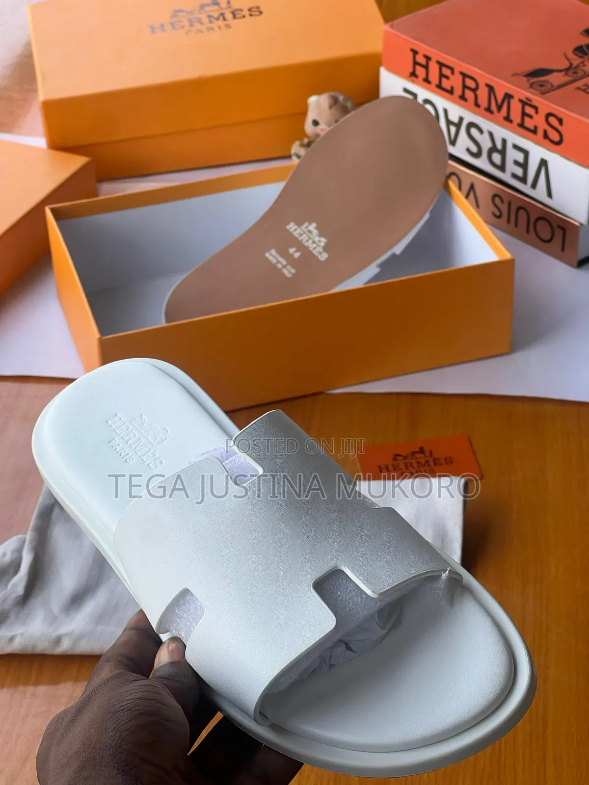 Latest of Men's Hermes White Pam Slippers