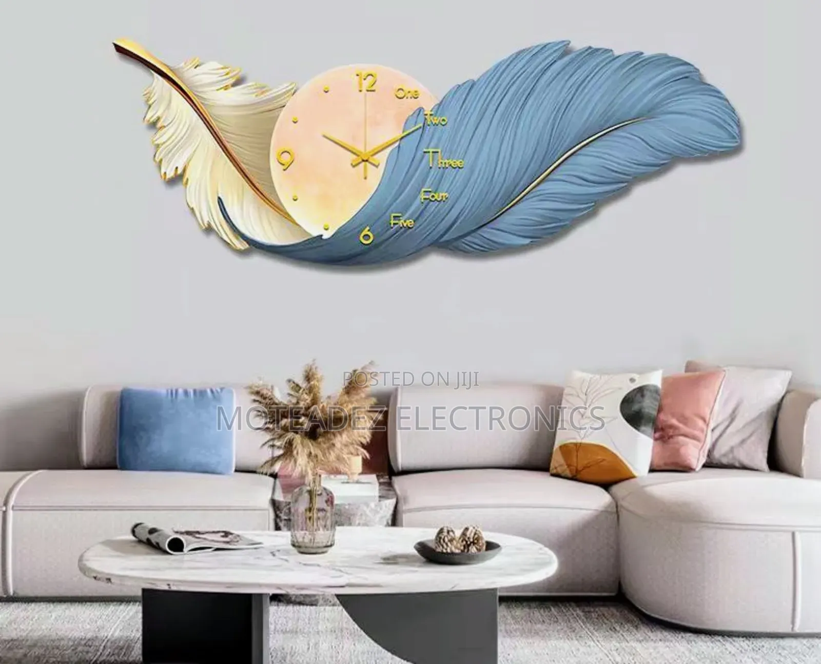 30by80cm 40by80cm High Quality Acrylic Frame Feather Wall Clock