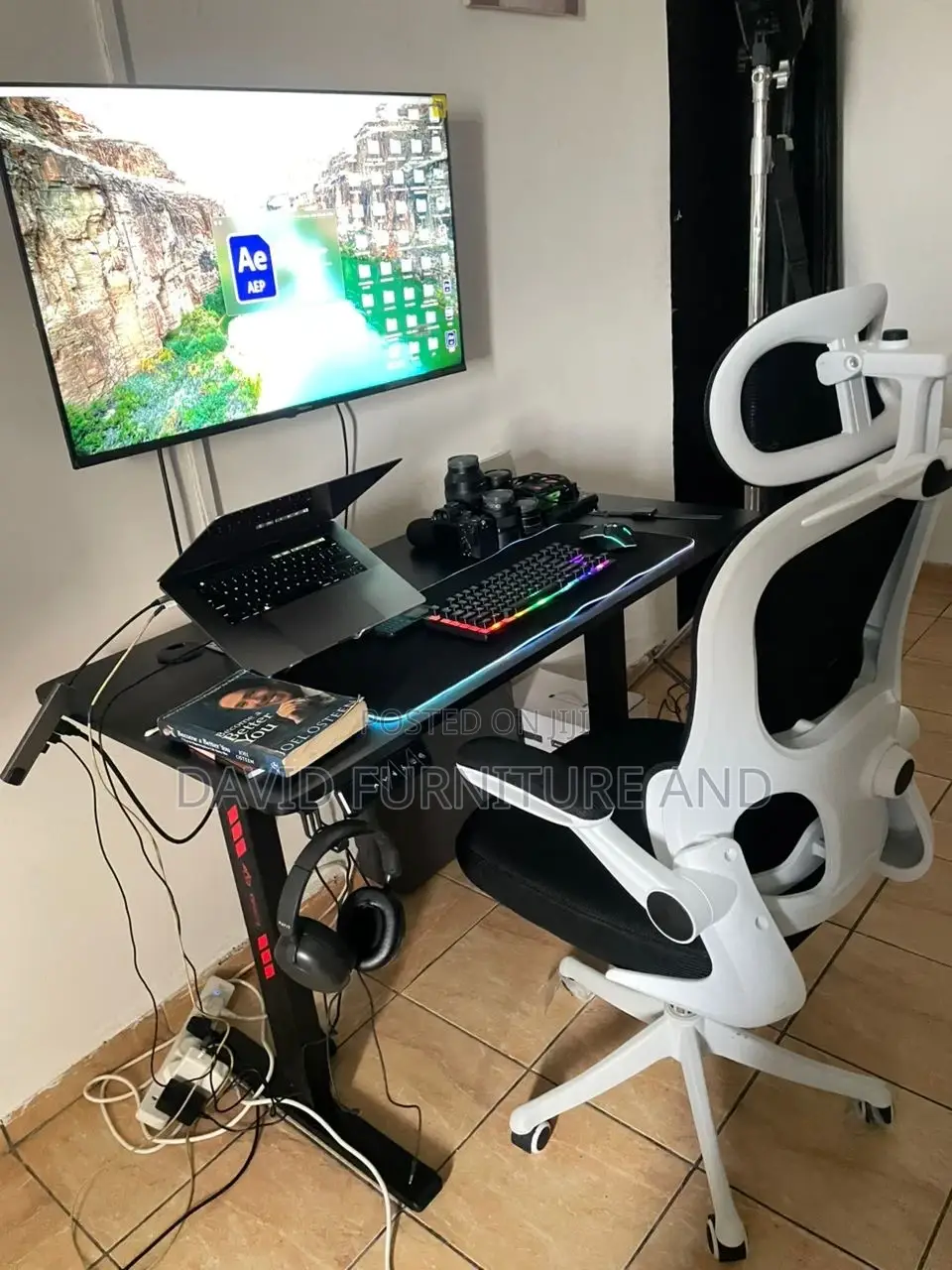 Height Adjustable Office Table With Chair(B95)