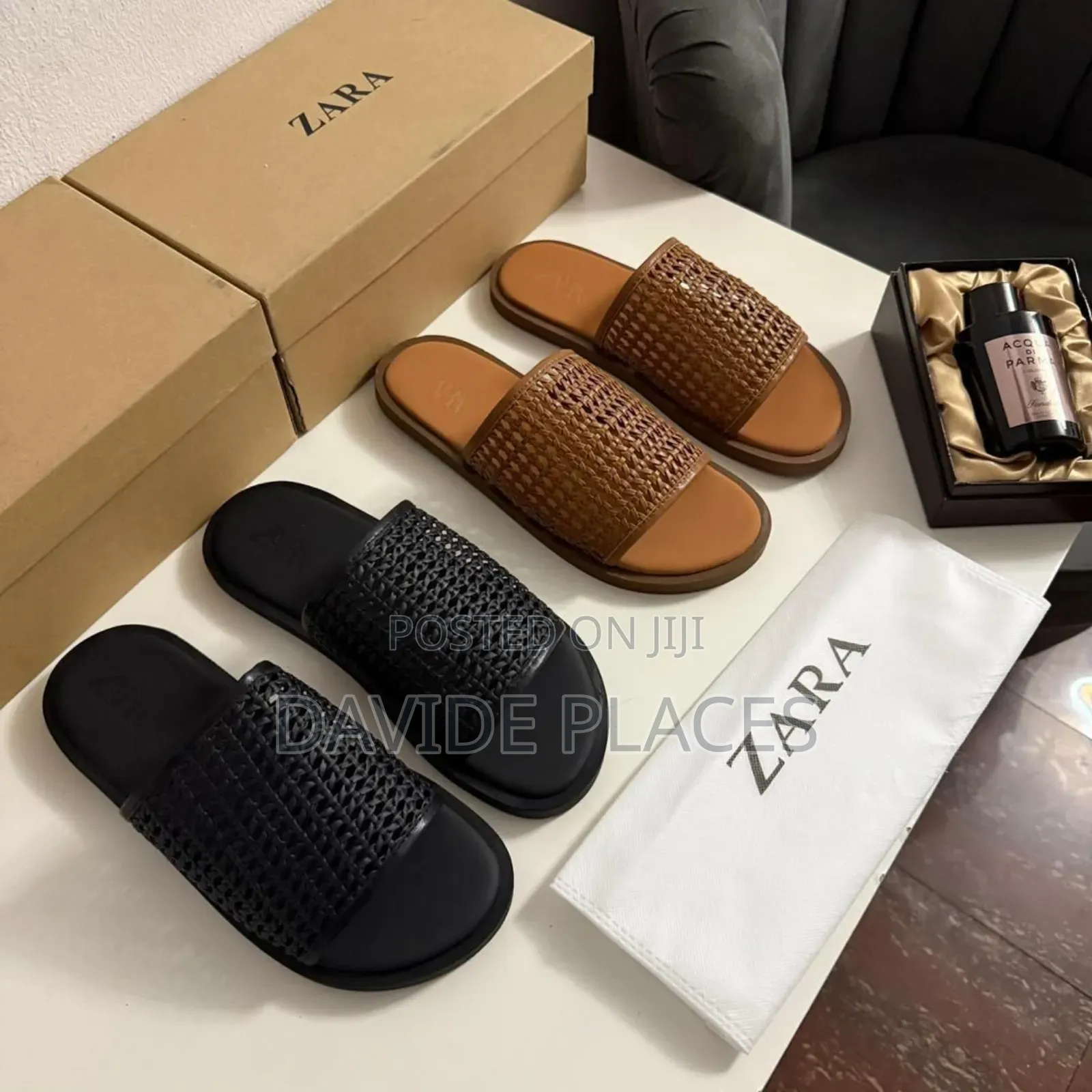 Original Quality Zara Slide Black and Brown