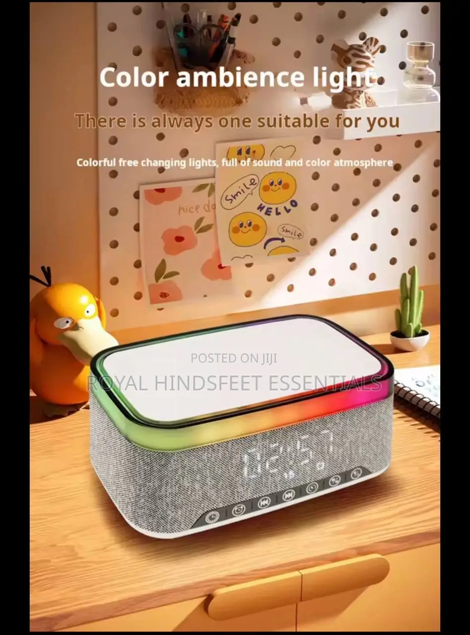 6-in-1bluetooth Speaker 60w Wireless Charger Bedhead Night Light Alar