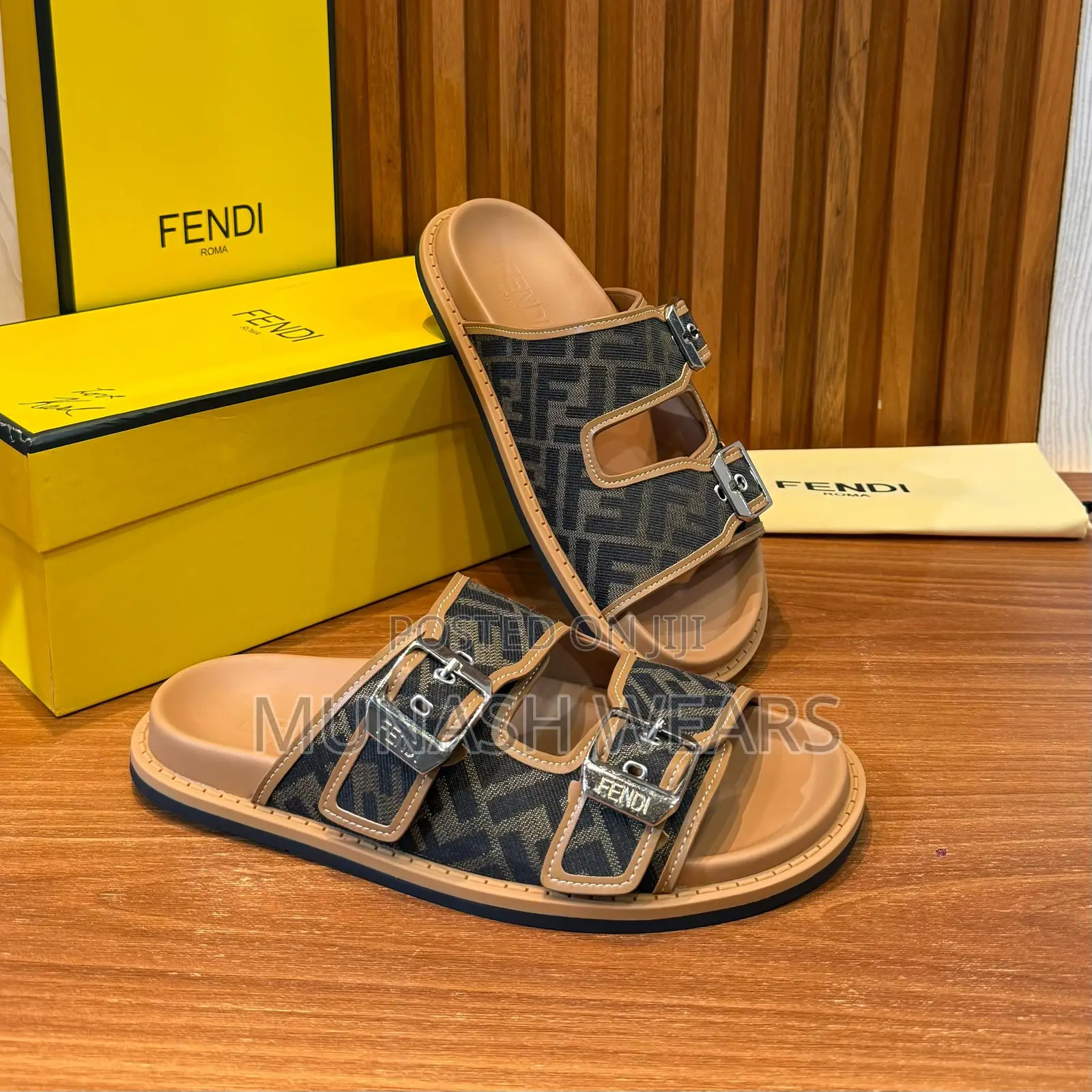 Luxury Fendi Double Belt Slide 40-46