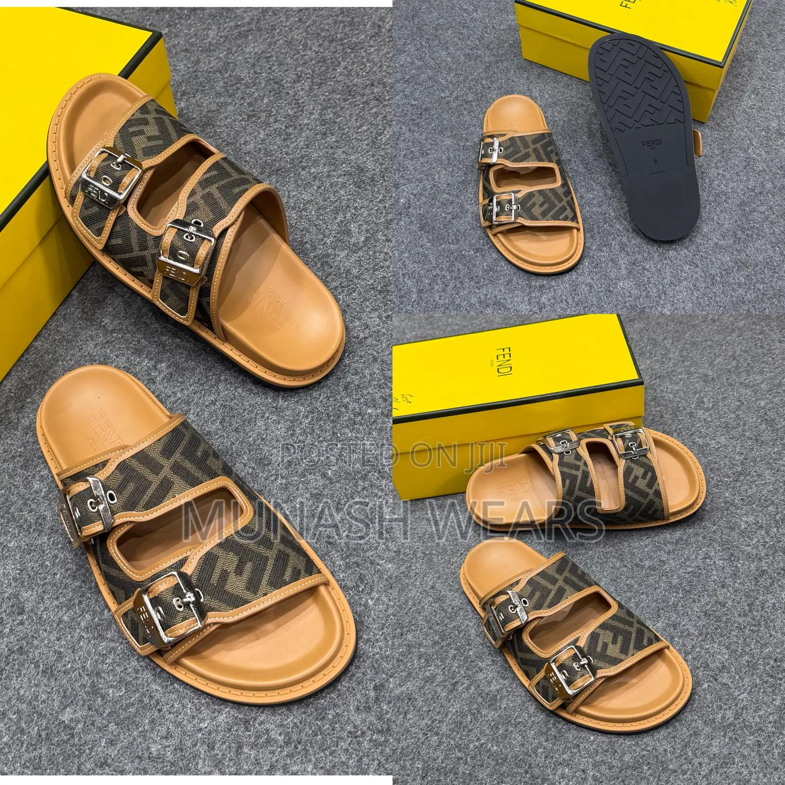 Luxury Fendi Double Belt Slide 40-46
