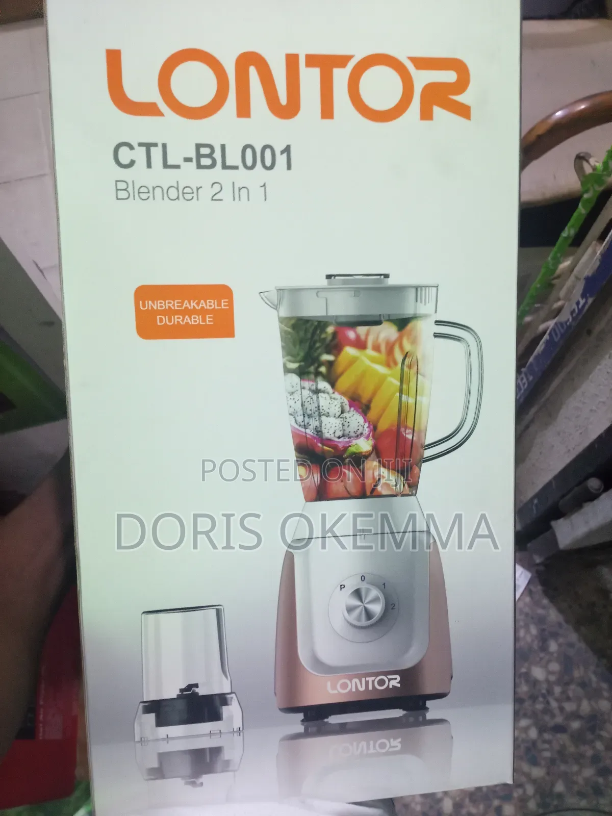 “Lontor 2-in-1 Blender Powerful Motor + Grinder + 1.5l Big Jar