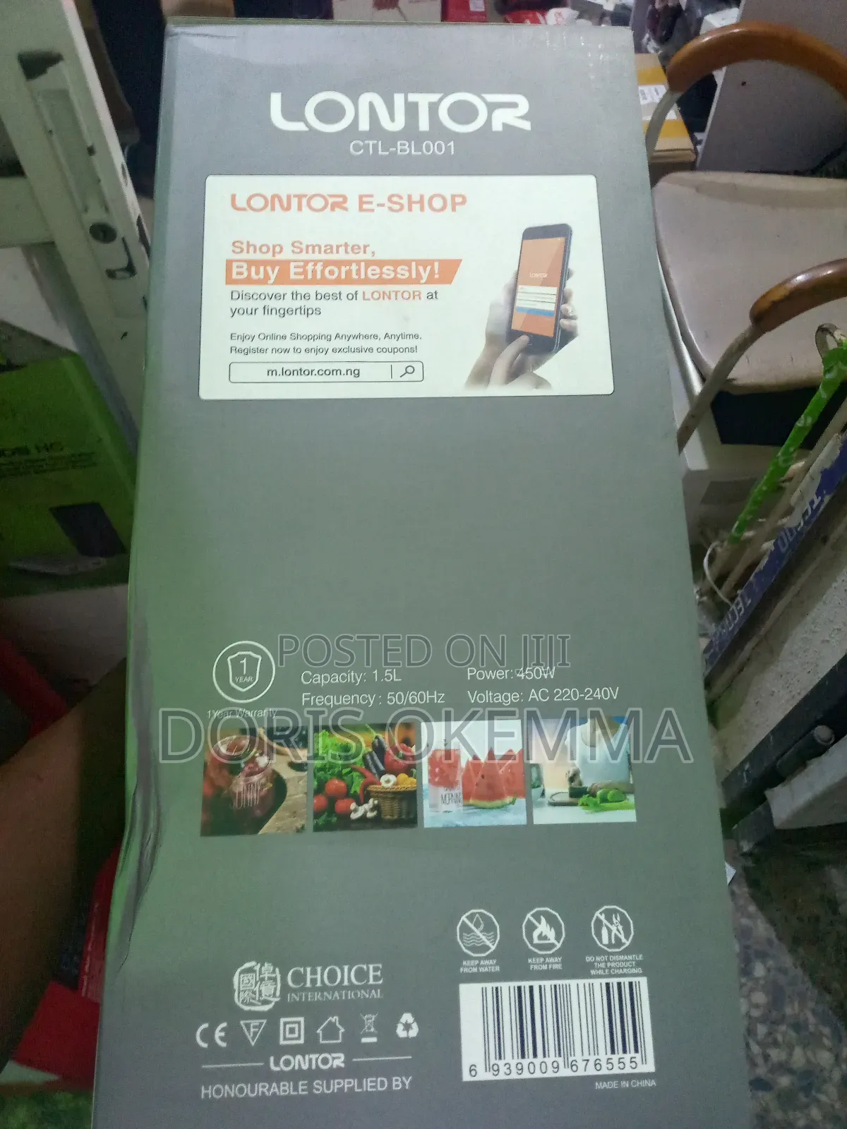 “Lontor 2-in-1 Blender Powerful Motor + Grinder + 1.5l Big Jar
