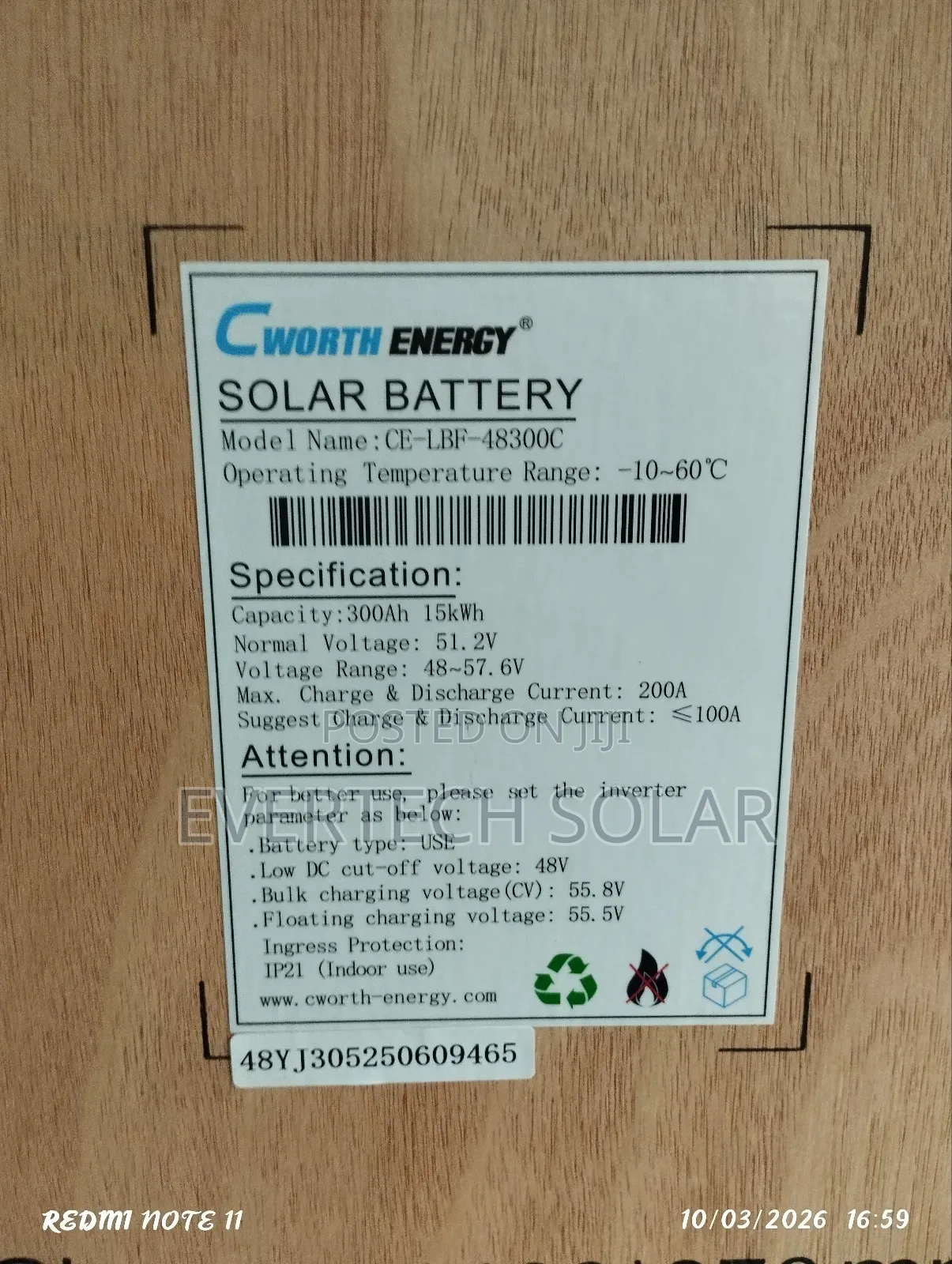 15kwhs Cworth Energy 48v 300a Lithium Battery