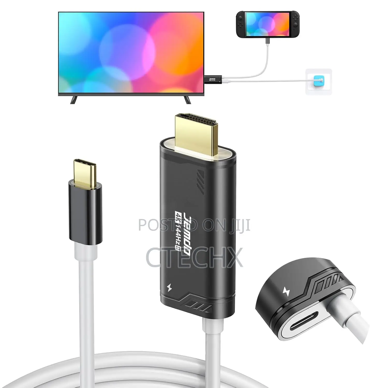 Jemdo Switch 2 Dock Hdmi Cable Station, at 144hz Usb C to Hdmi2.1 100w