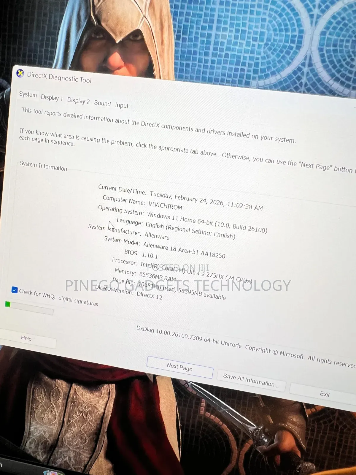 Laptop Dell Alienware 18 Area-51 64GB Intel Core Ultra 9 SSD 2T