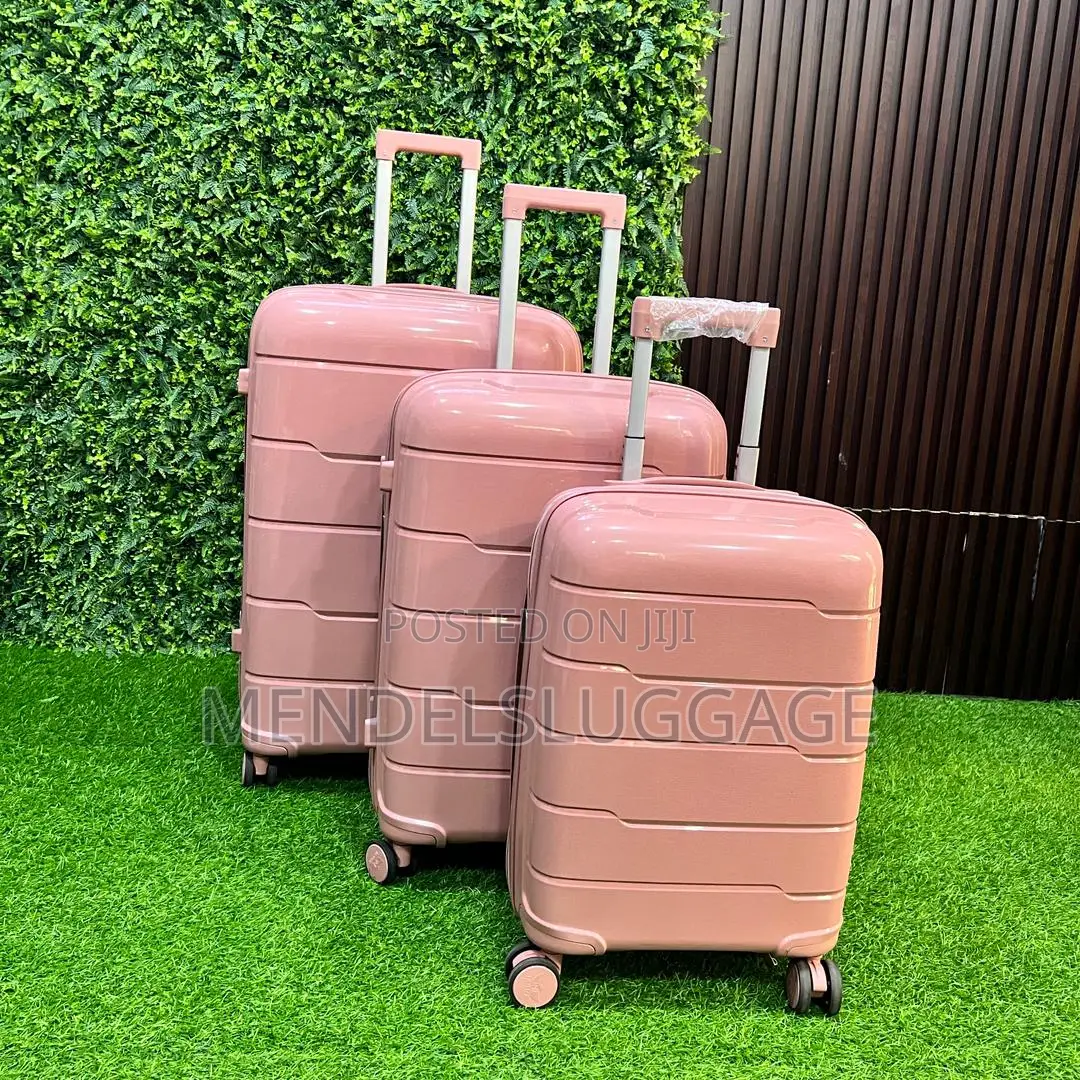 3-in-1 Pink Hard Shell Travel Luggage Set With Spinner Wheels