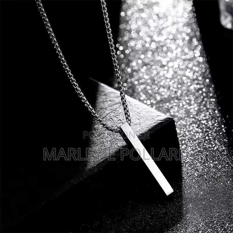 Twist Bar 3161 Stainless Steel Rope Necklace Silver Pendant