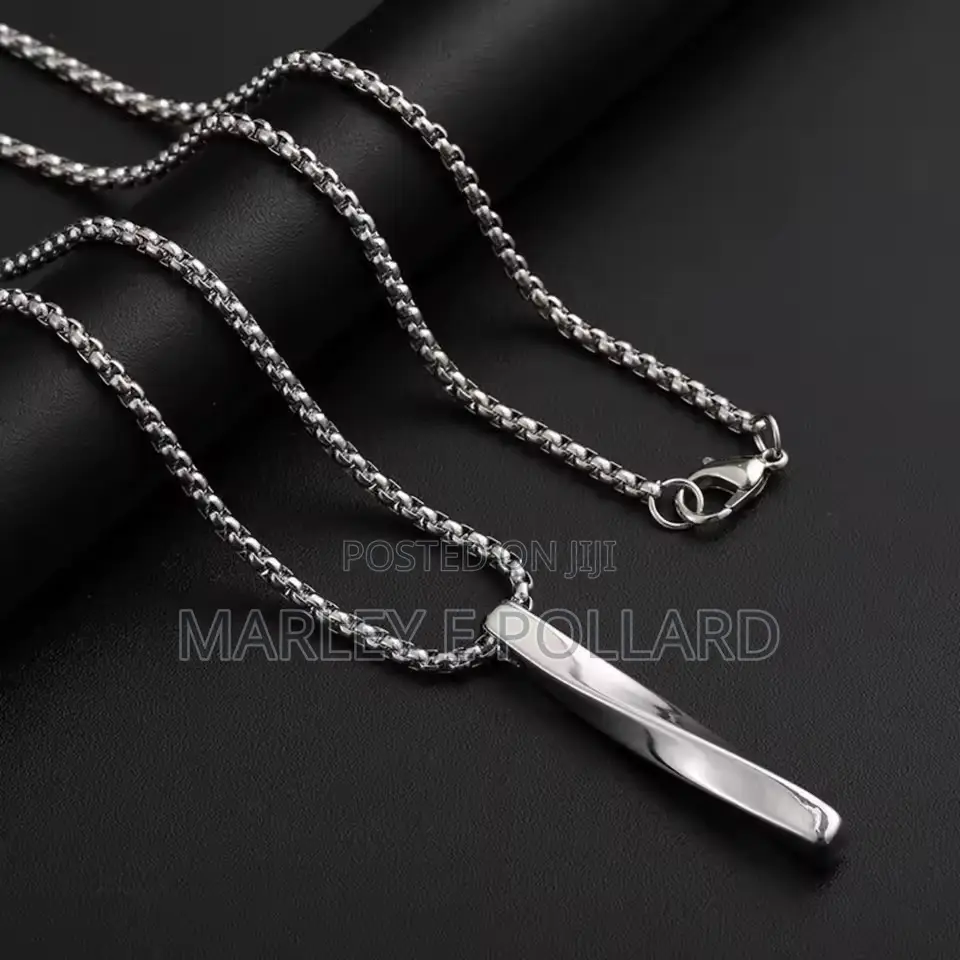 Twist Bar 3161 Stainless Steel Rope Necklace Silver Pendant