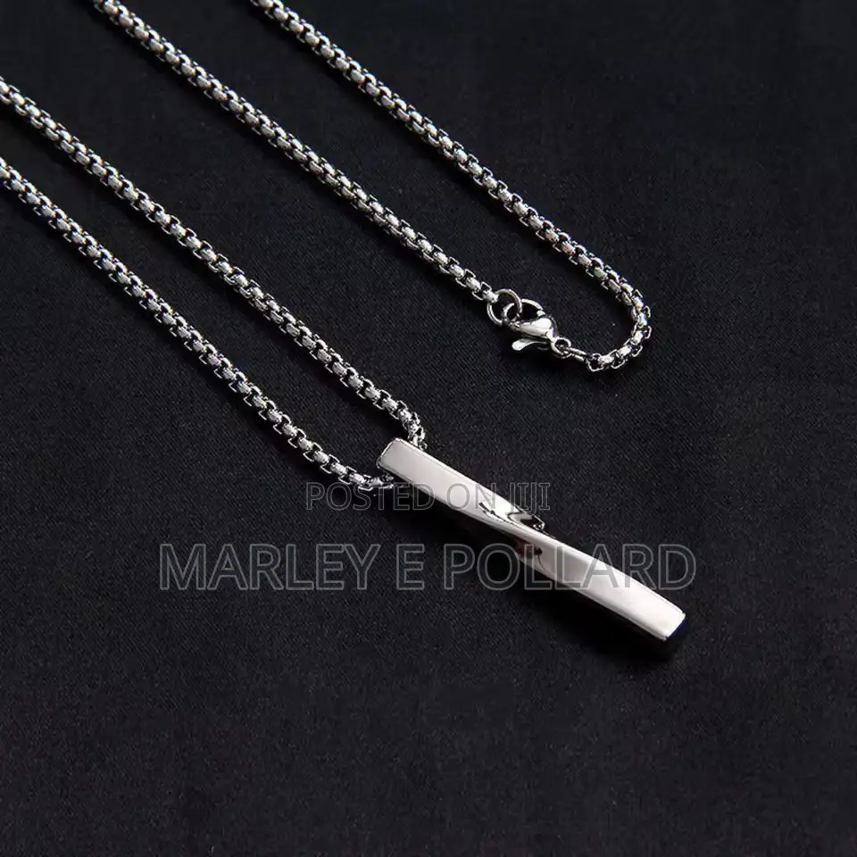 Twist Bar 3161 Stainless Steel Rope Necklace Silver Pendant