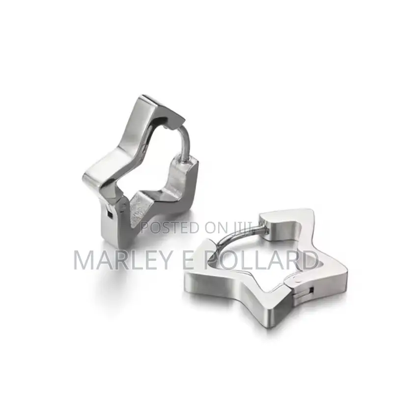 Steel Star Hoops Earrings Silver Hoop Earring