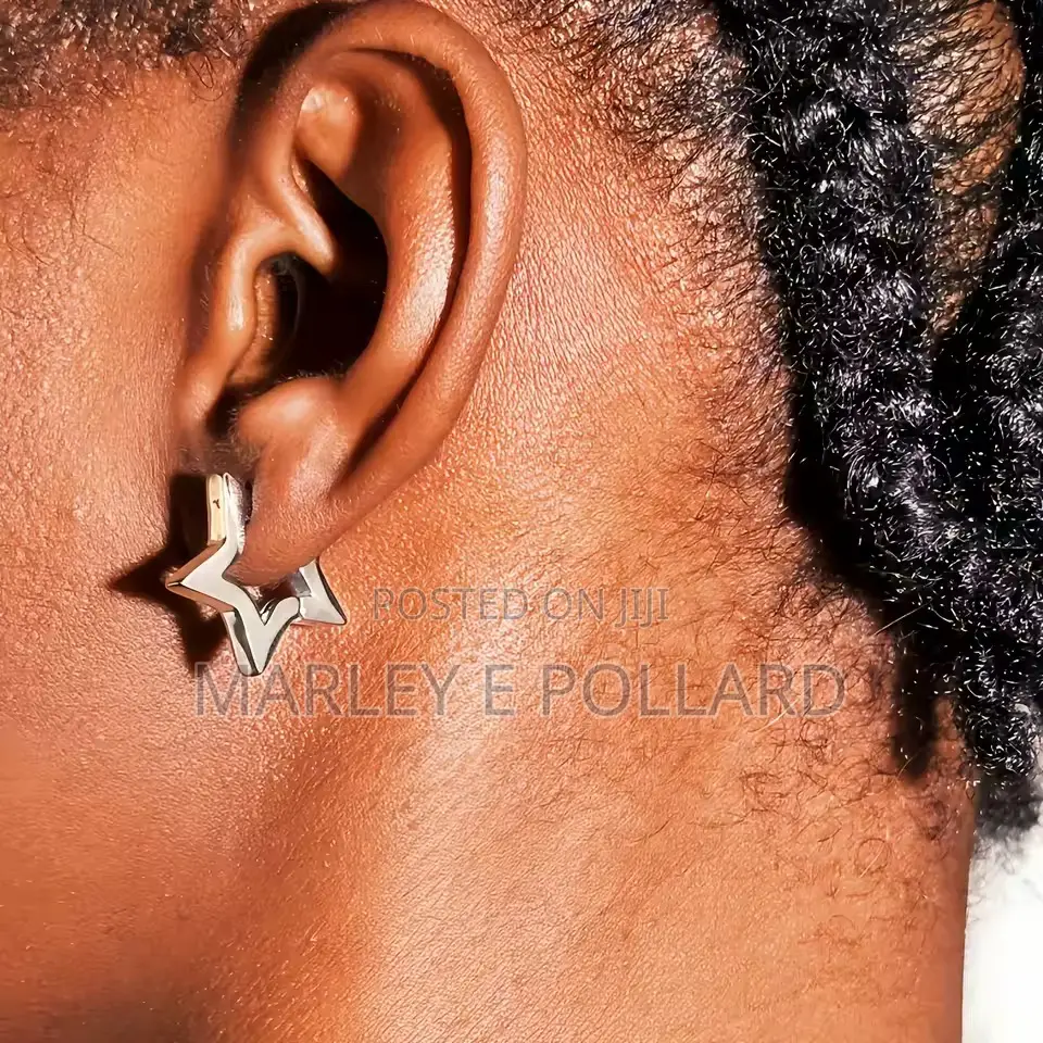 Steel Star Hoops Earrings Silver Hoop Earring