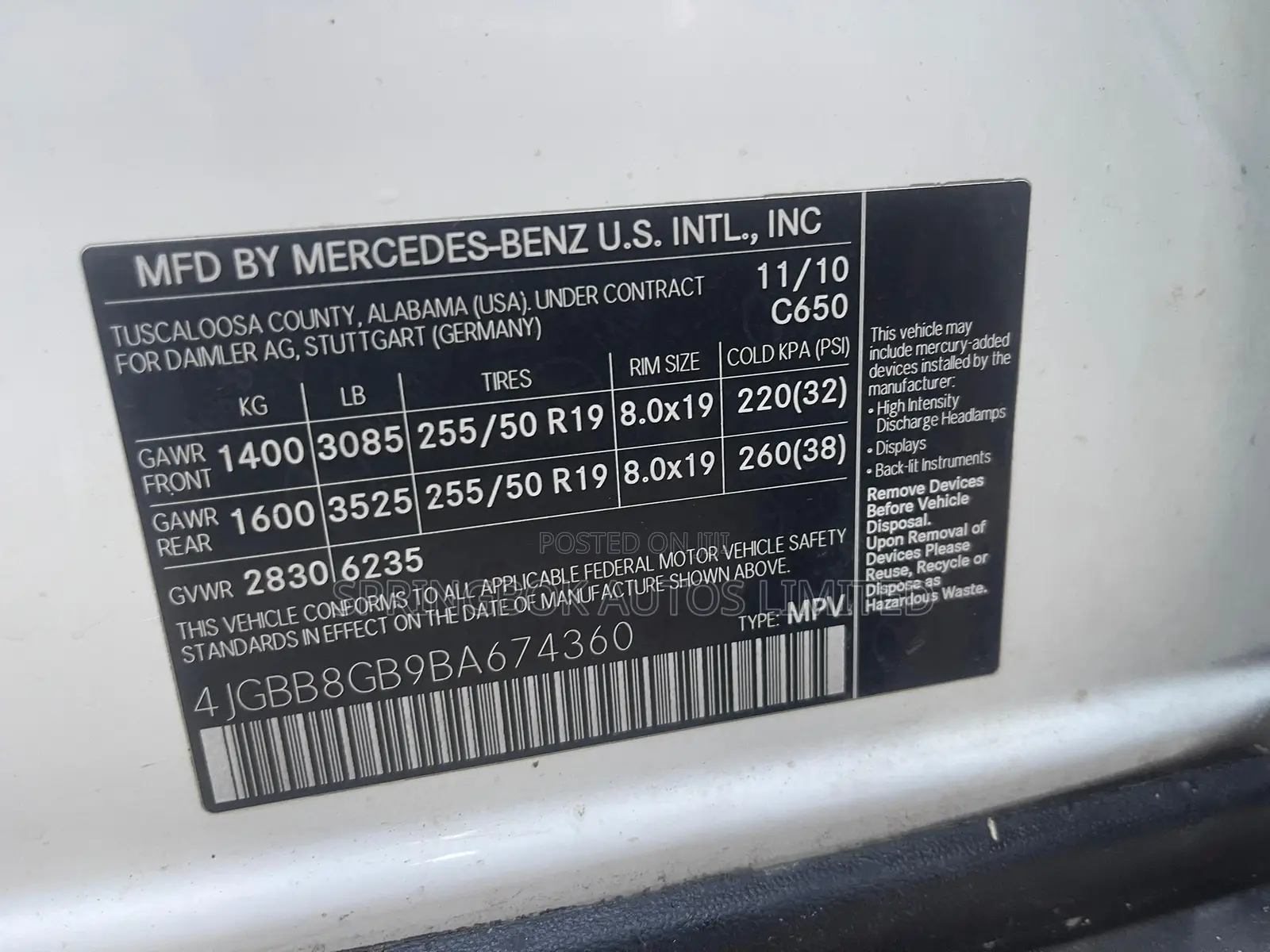 Mercedes-Benz M Class ML 350 4Matic 2011 White