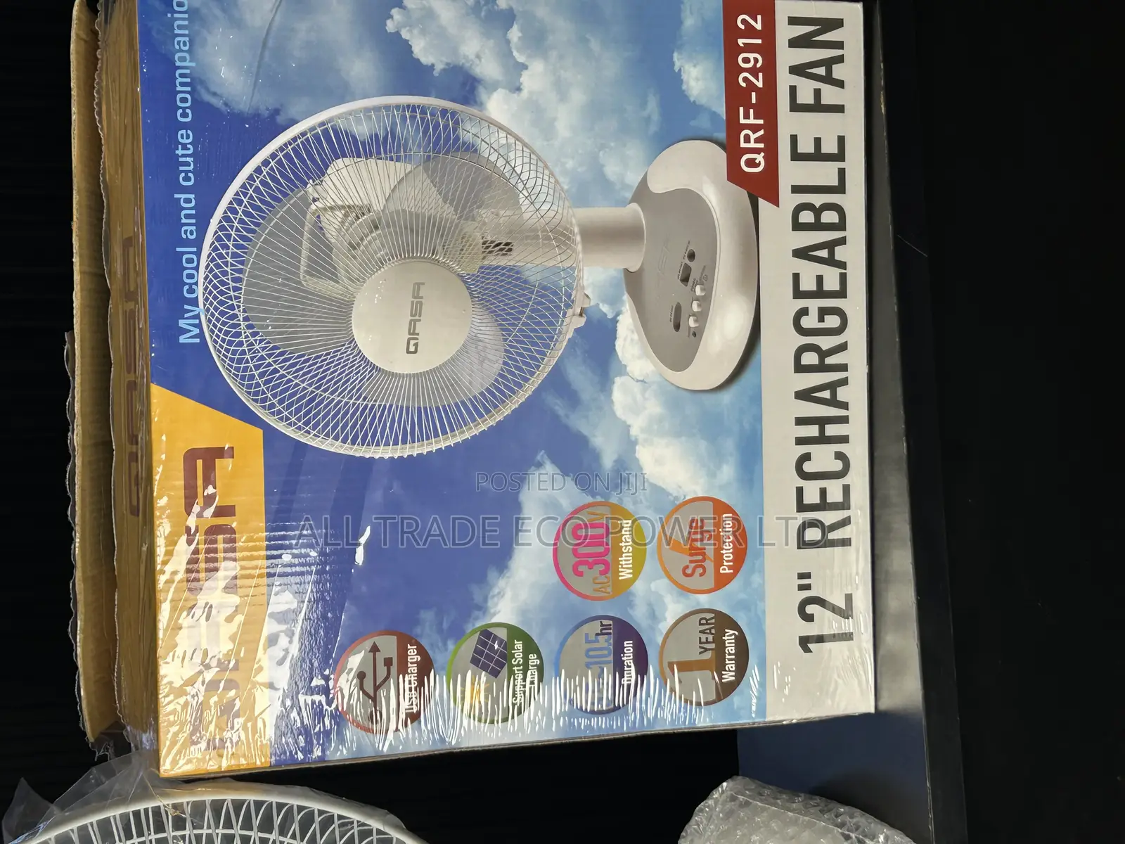 Qasa 12inch Table Rechargeable Fan