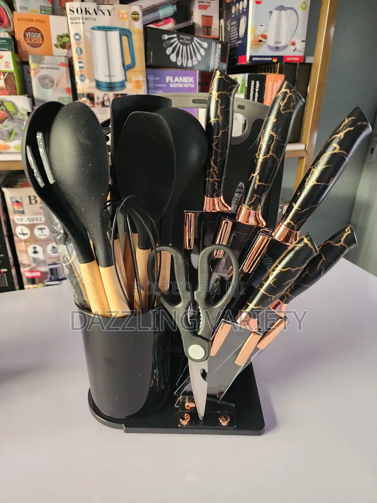 19pcs Silicone Spoon Set With Corrugated Knives for Non-Stick Cookware