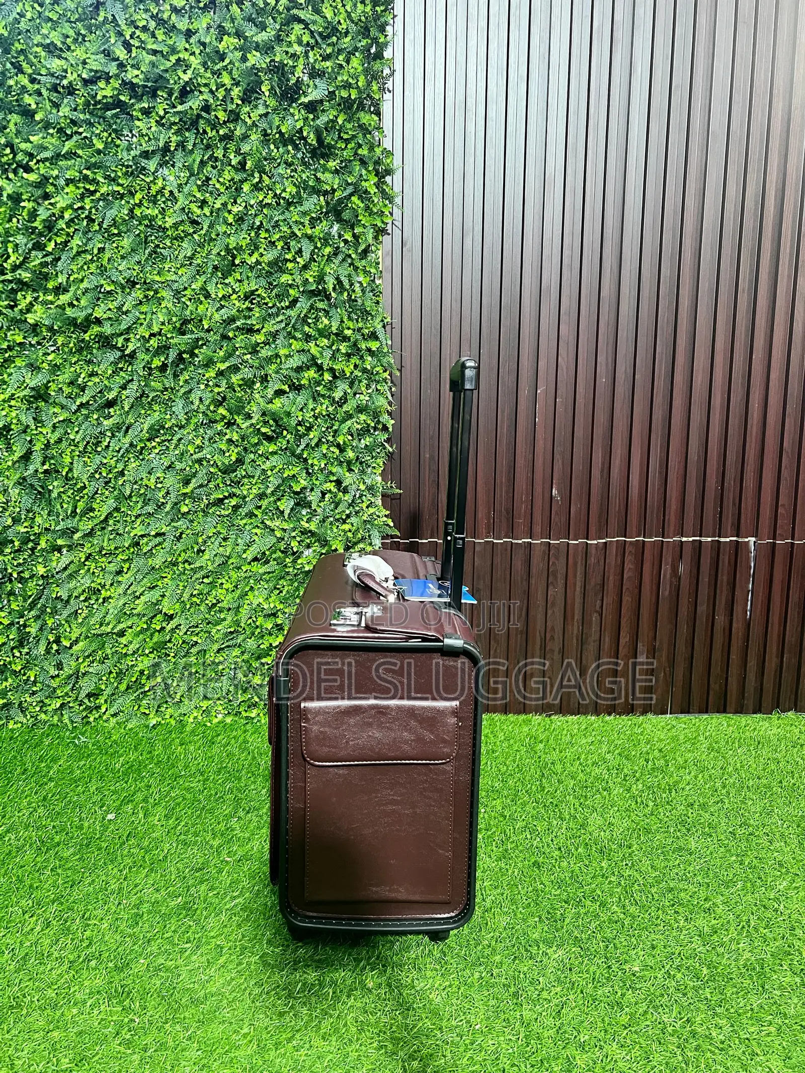 Premium Leather Pilot Case Trolley Bag With Wheels – Brown Business