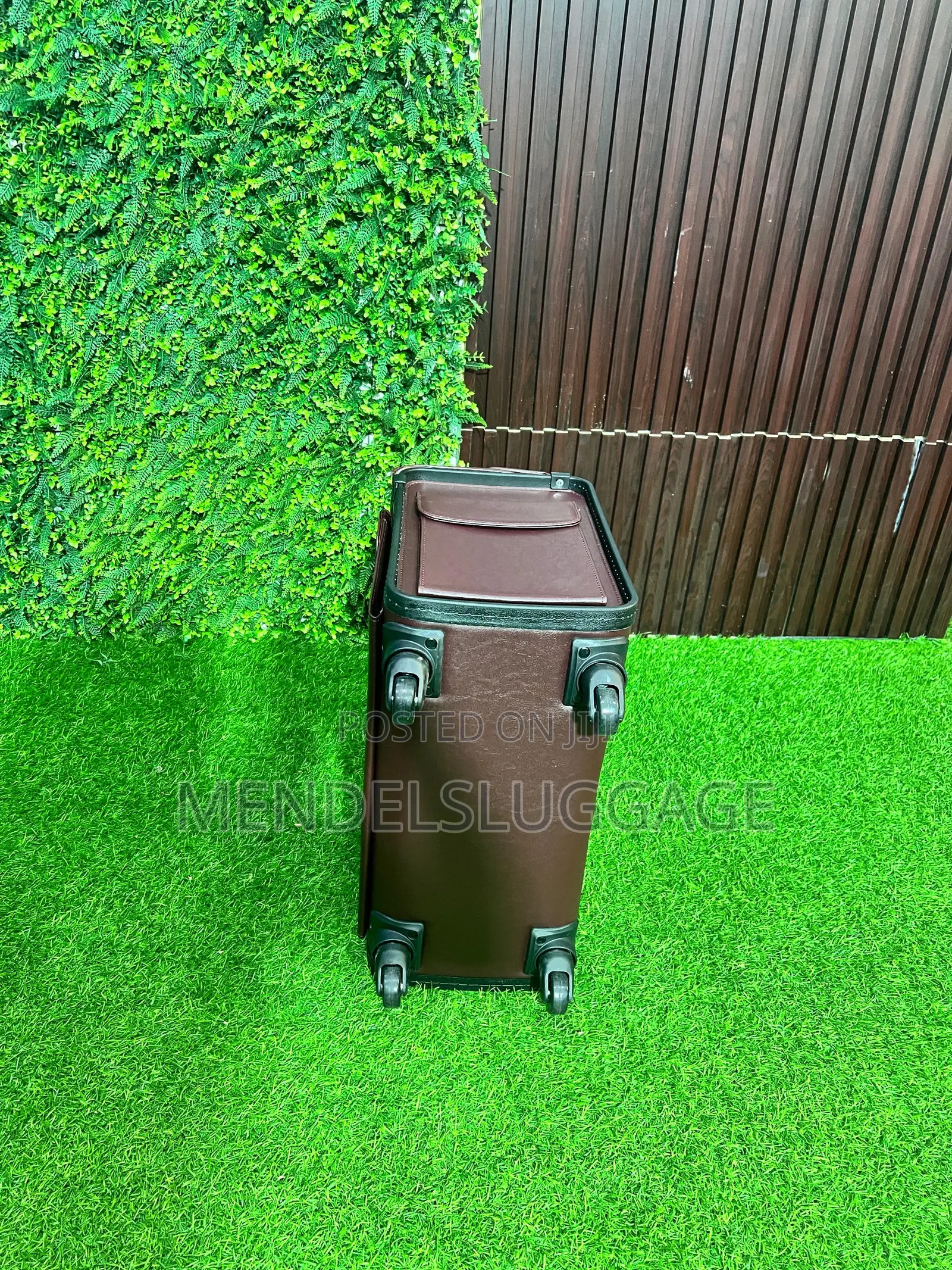 Premium Leather Pilot Case Trolley Bag With Wheels – Brown Business