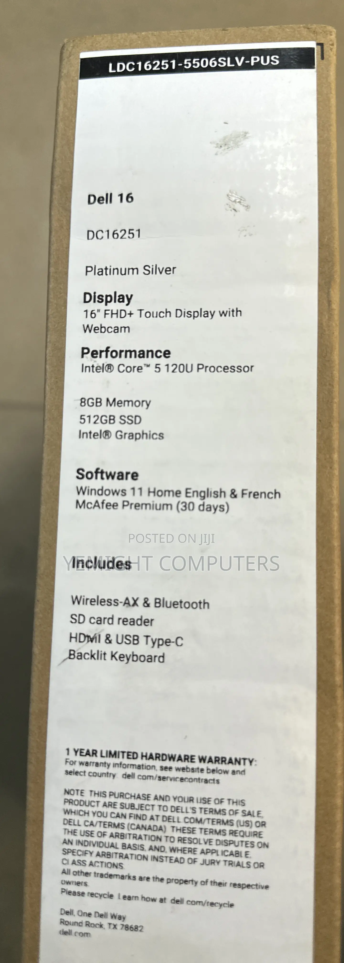 New Laptop Dell 8GB Intel Core 5 SSD 512GB