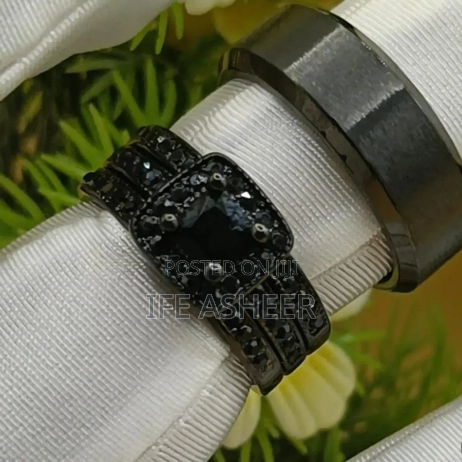 Set of Black Wedding Ring Blk0003 - Black
