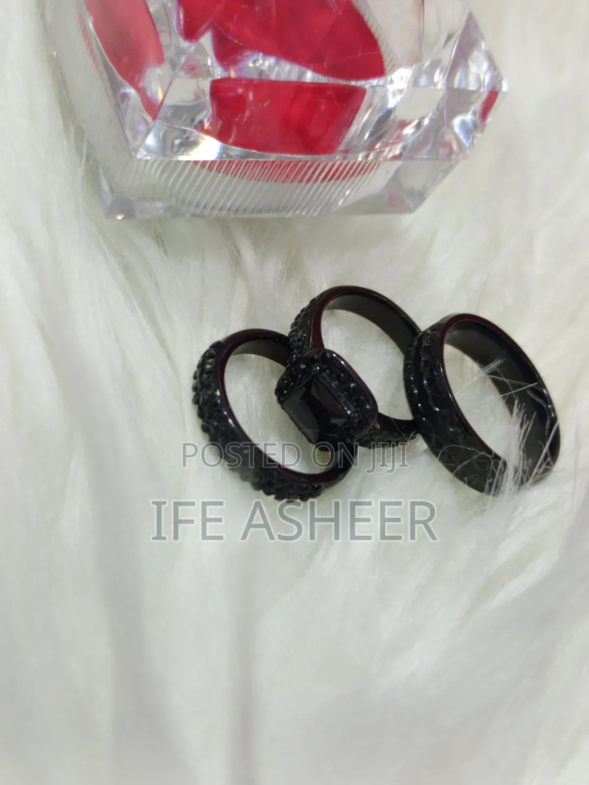 Set of Black Wedding Ring Blk0003 - Black
