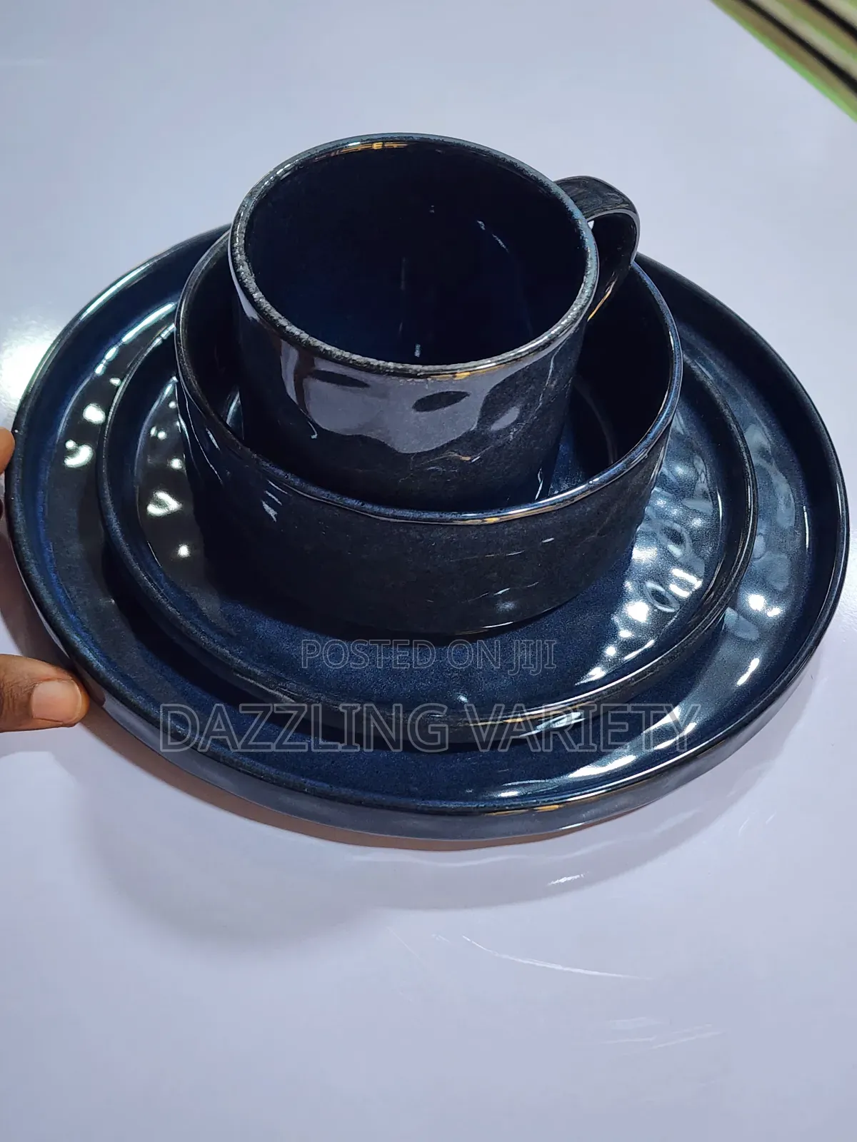 16pcs Luxury Navy Blue Ceramic Dinner Set