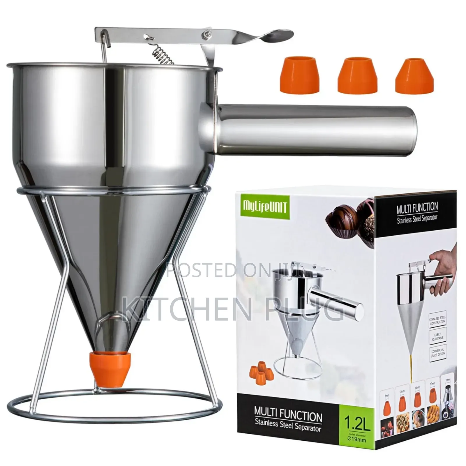 Pancake Batter Dispenser, Stainless Steel Funnel With Stand, 1.2 Litre