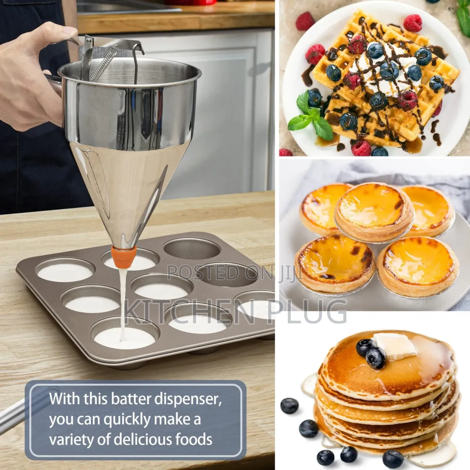 Pancake Batter Dispenser, Stainless Steel Funnel With Stand, 1.2 Litre