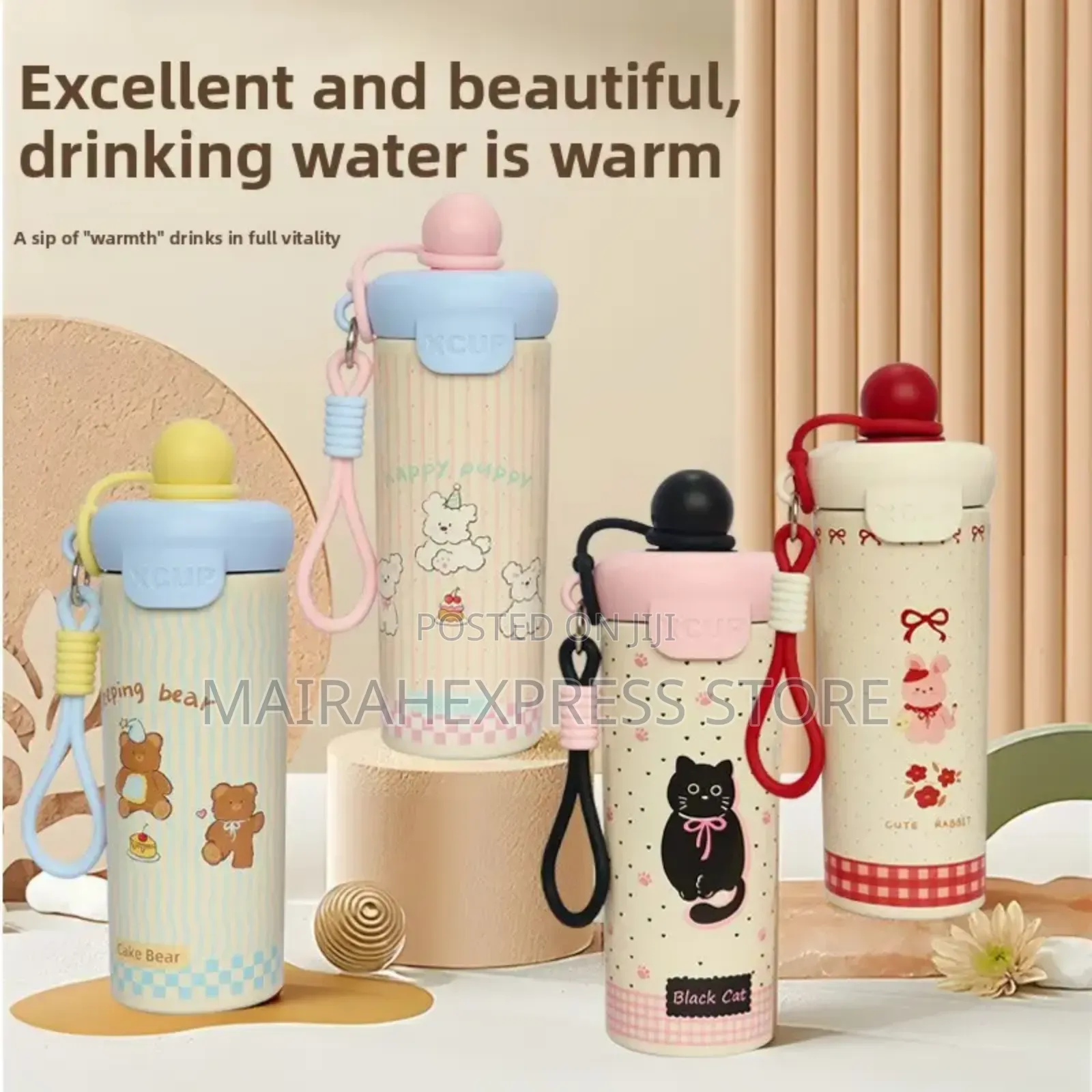 800ml Cartoon-Themed Stainless Steel Water Bottle