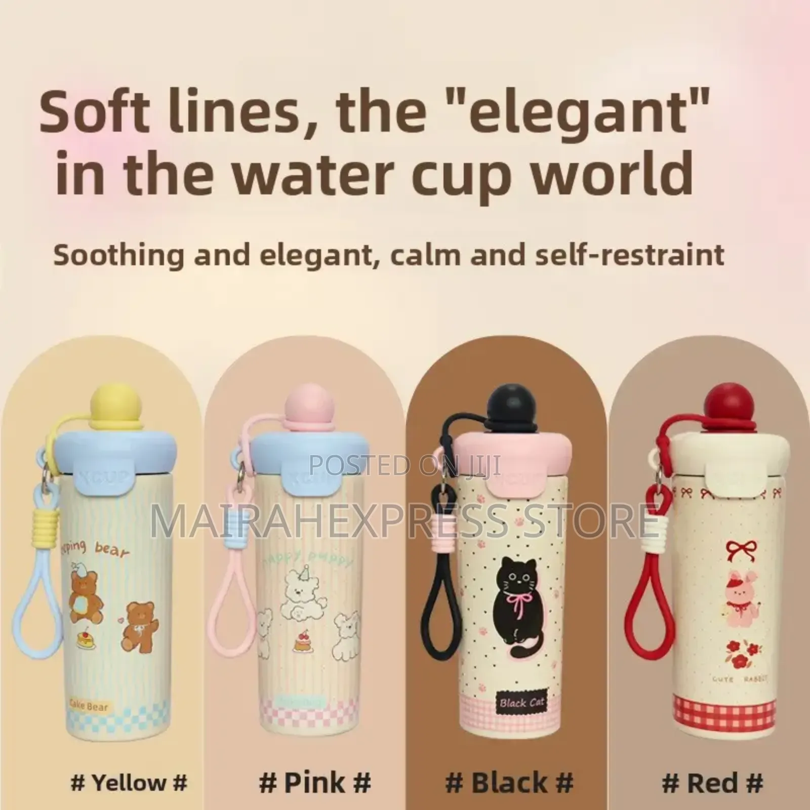 800ml Cartoon-Themed Stainless Steel Water Bottle