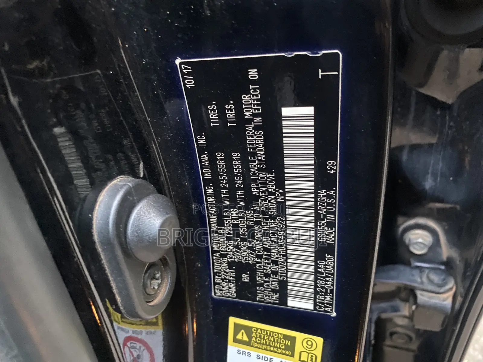 Toyota Highlander Limited Platinum 4x4 V6 (3.5L 6cyl 8A) 2018 Black