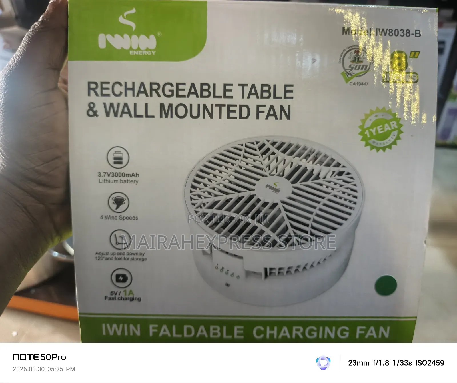 Iwin 2in1 Reachable Table And Wall Mounted Fan