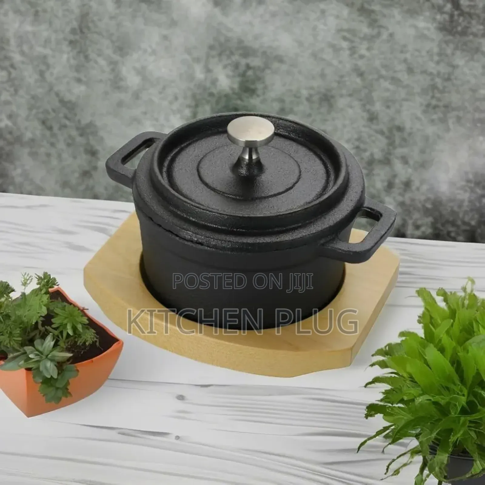 Cast Iron Pot With Wood Underline Cast Iron Casserole Dish 14 Cm