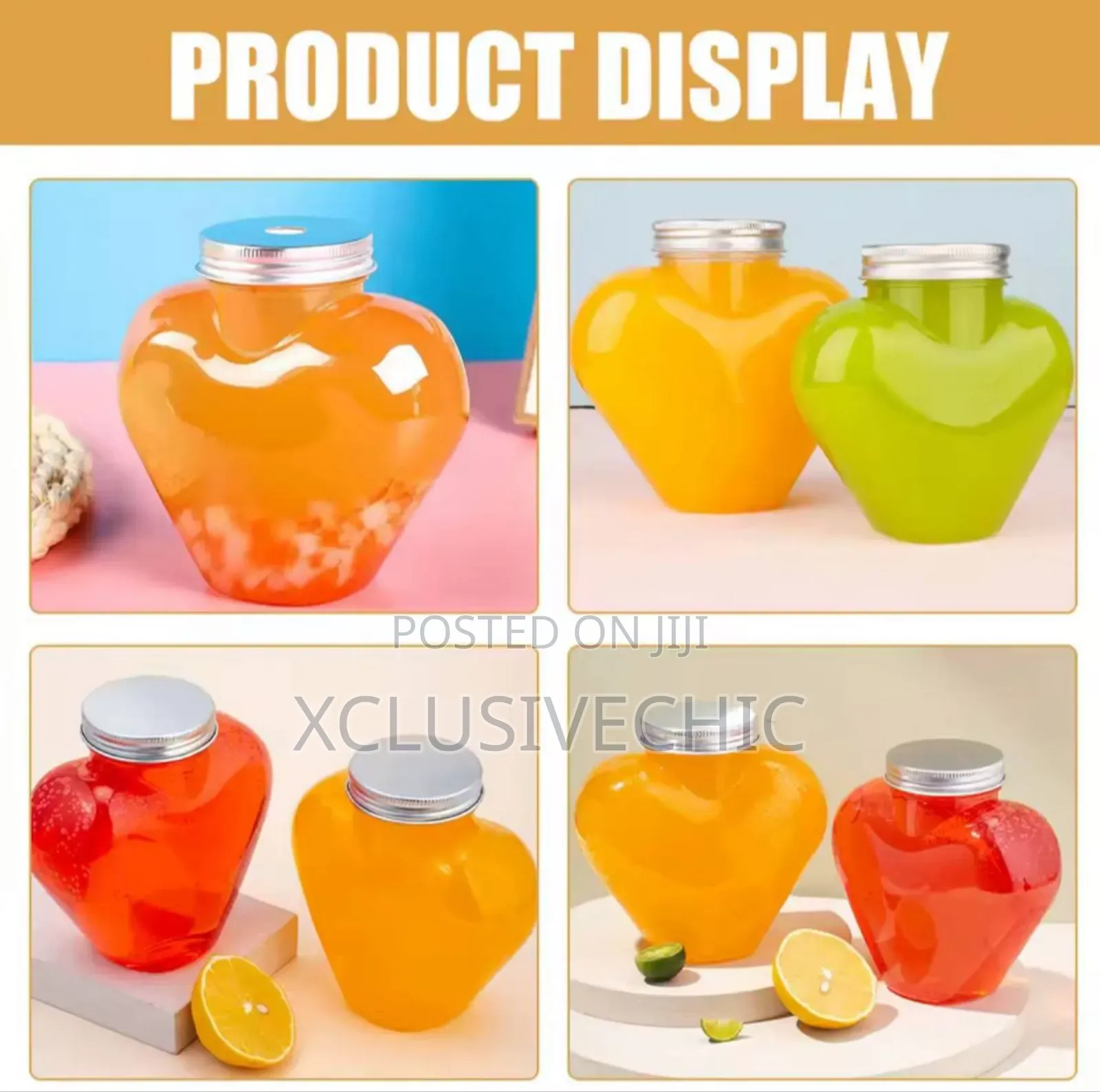 500ml Transparent Heart Shaped Food Grade Plastic Bottles