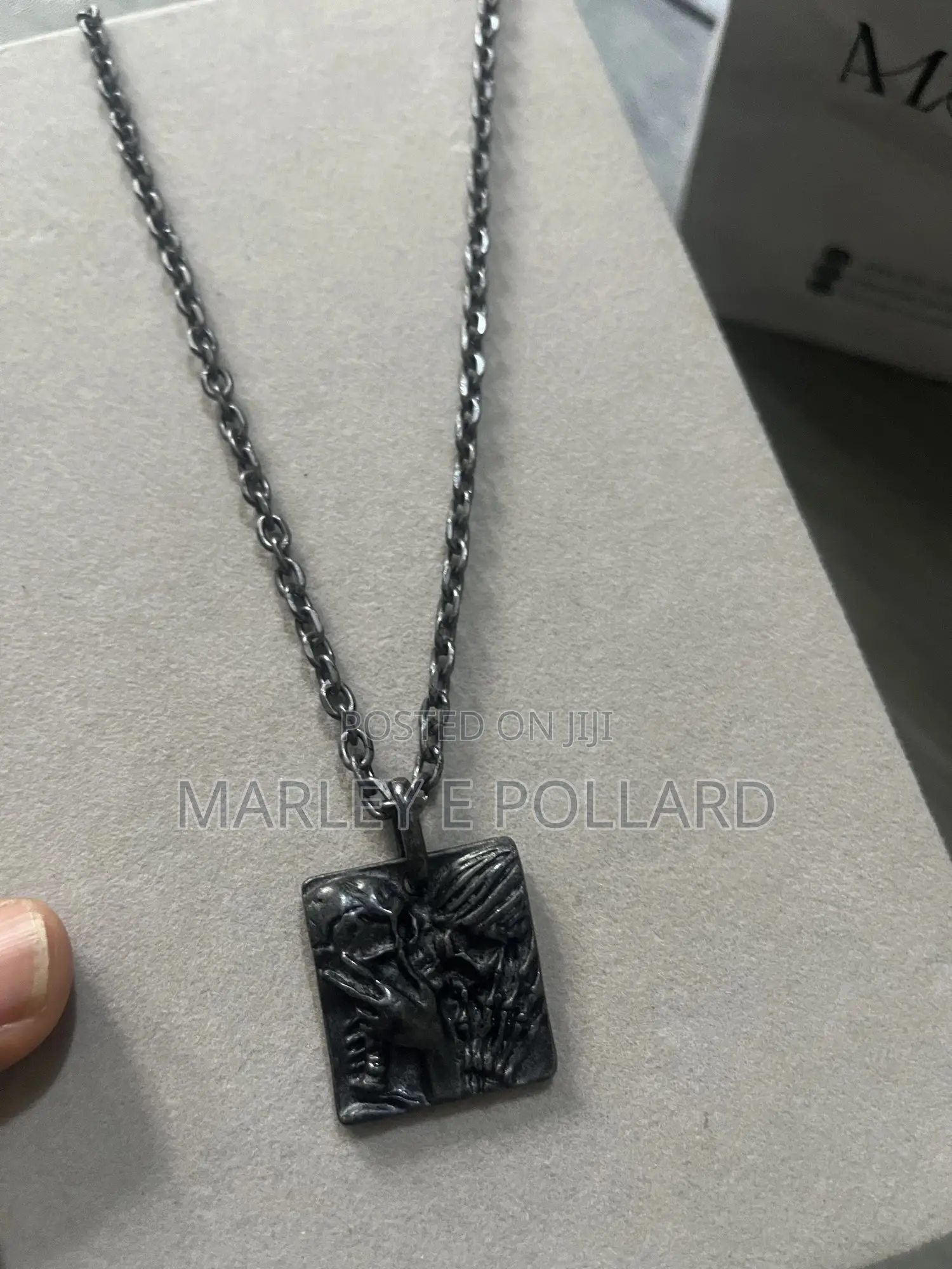 Black Steel Quality Antique Necklace Square Pendant Chain