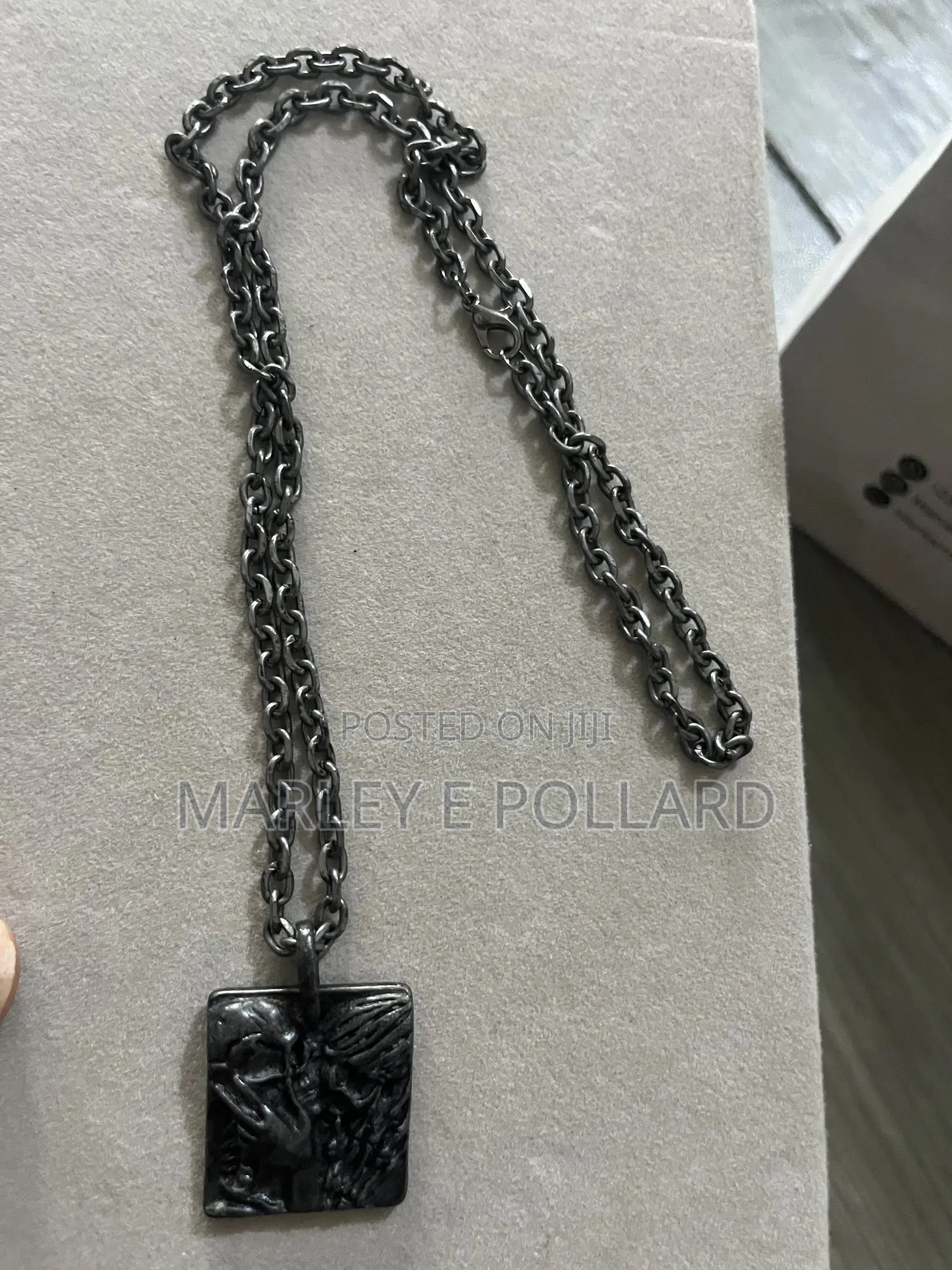 Black Steel Quality Antique Necklace Square Pendant Chain