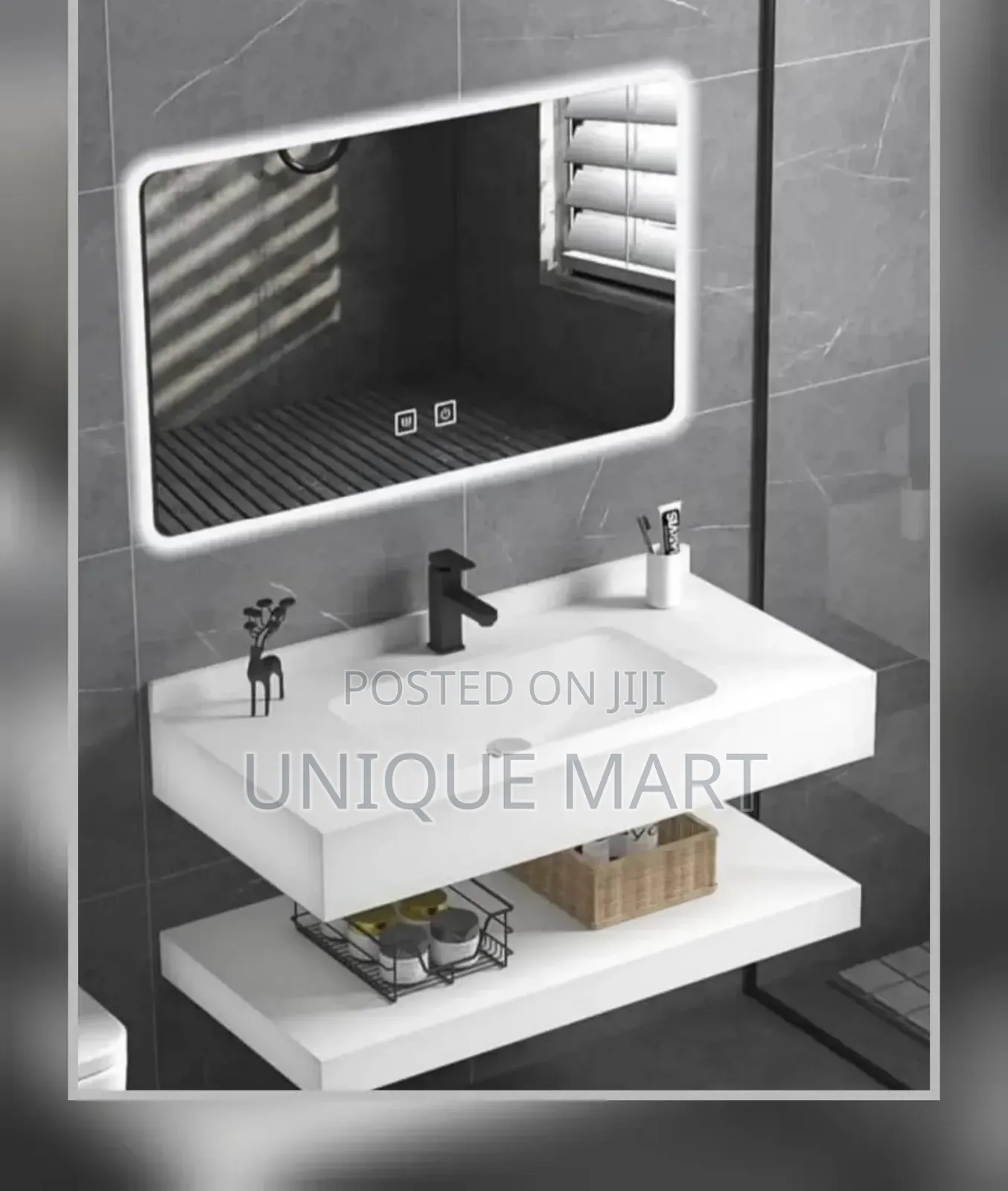 80cm Modern Bathroom Vanity Set With Led Light Mirror And Basin