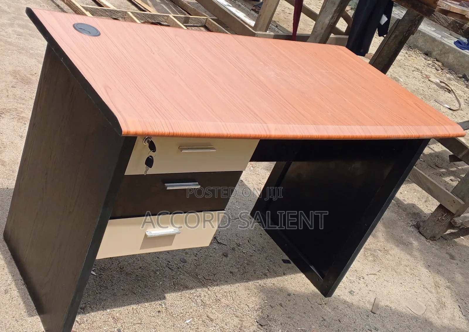 Unique Office Table With 3 Drawers and Central Lock