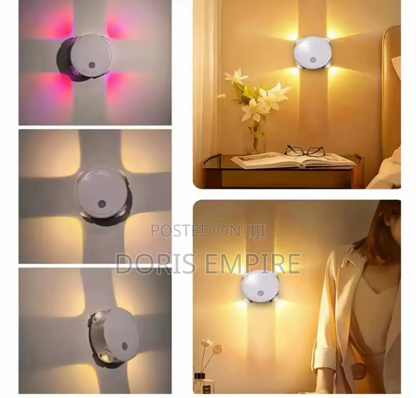 4-head Cat Eye Smart Human Sensor Wall Light 3-color Night Light