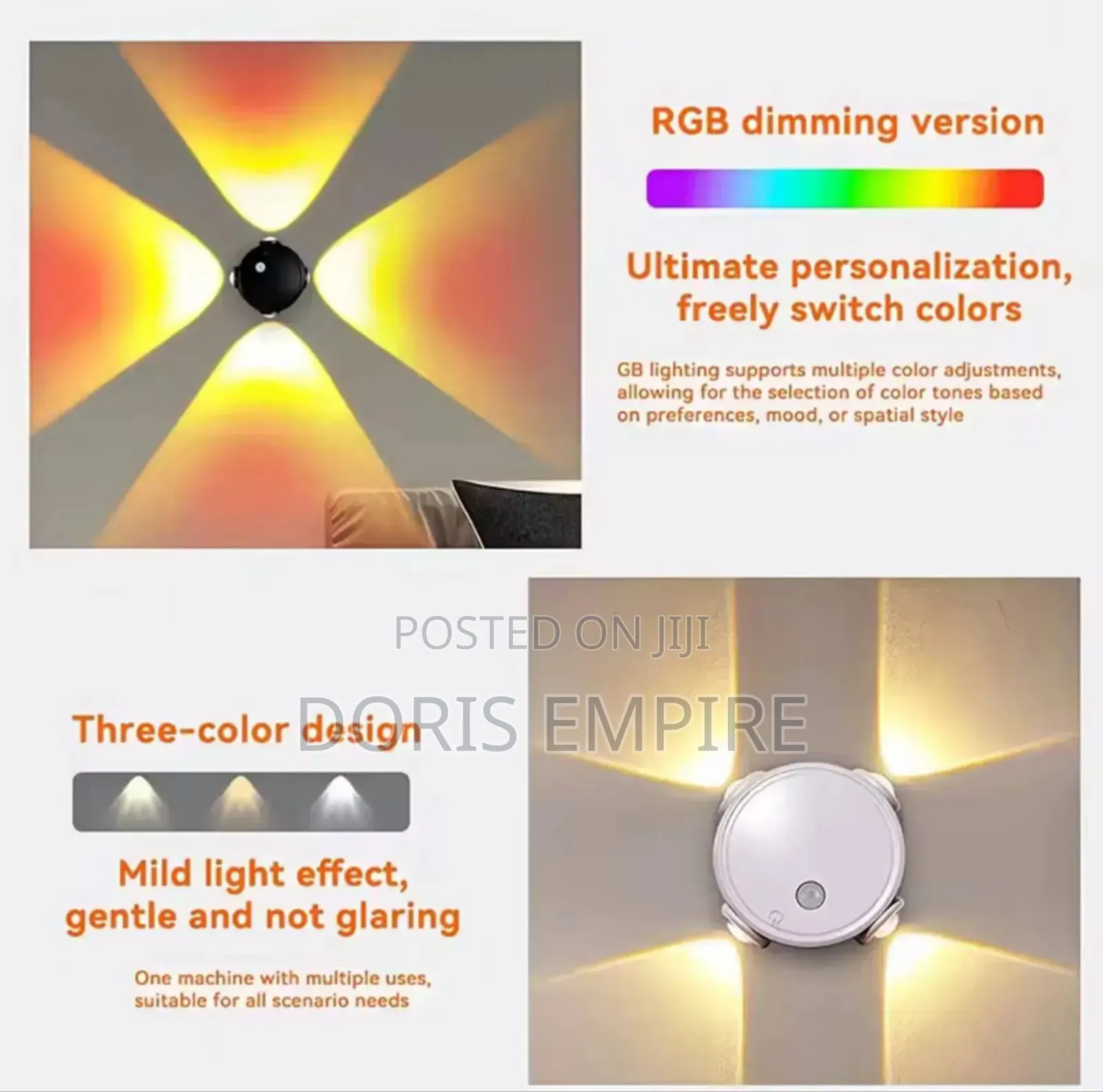 4-head Cat Eye Smart Human Sensor Wall Light 3-color Night Light