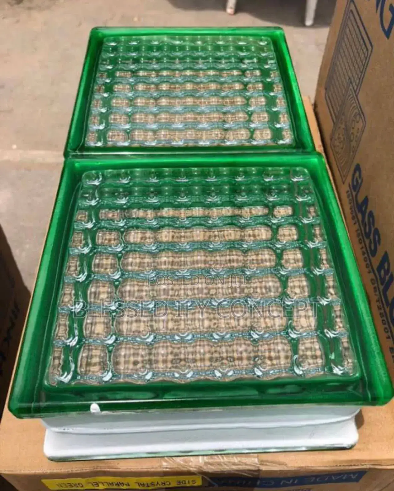 Glass Block 20x20 Wall, White, Blue, Green Colors.